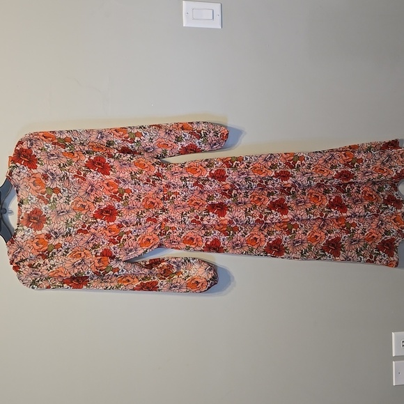 NWT Tommy Hilfiger Women Floral V Neck Midi Long Sleeve Long Dress Sz 2 - Picture 6 of 9